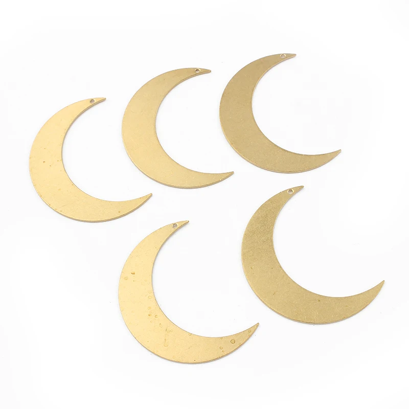 6pcs Raw Brass 34x46mm Large Crescent Moon Connector Pendant Stamping Charms For DIY Earrings Necklace Jewelry Making Crafts