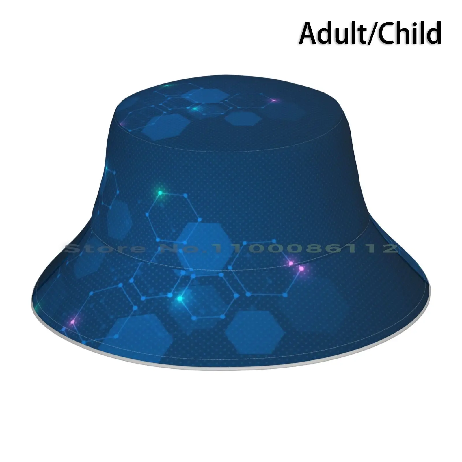 Science & Medicine Deep Blue Abstract Design Bucket Hat Sun Cap Public Unique Trail Running Walking Hike Exercise Pattern