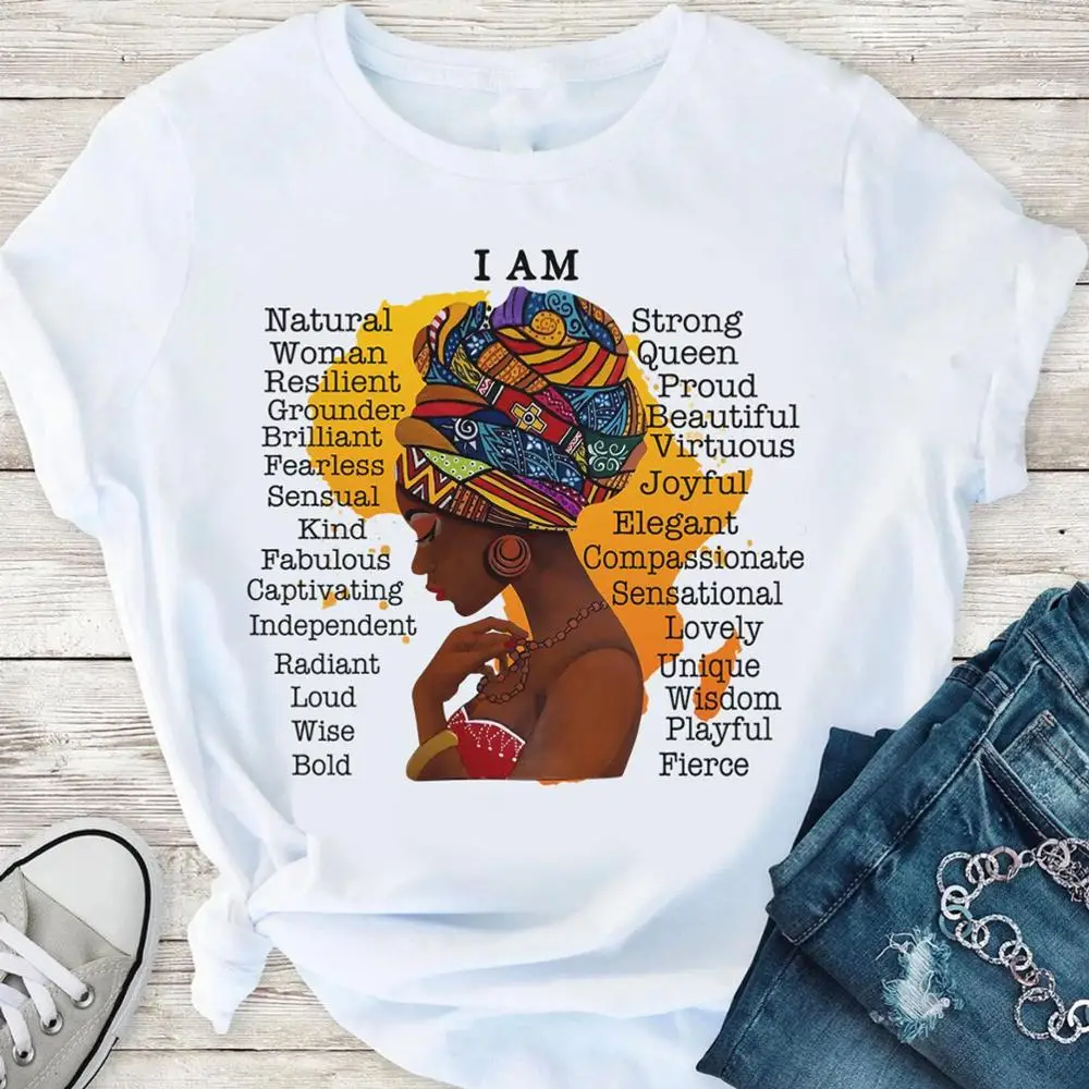 

Black Queen I Am T Shirt Women Lovely Graphic Tees 90s Melanin Girl Magic Aesthetic Clothes Dope Black Lives Matter Funny Tshirt