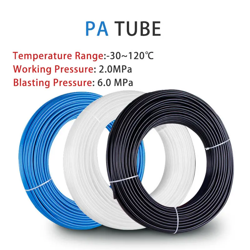 10M Nylon Tube PA Pneumatic Air Hose OD 4/5/6/8/10/12/14/16mm ID 2/2.5/3/4/6/7.5/8/9mm High Pressure Oil Pipe PA11-6 Tubing PA6