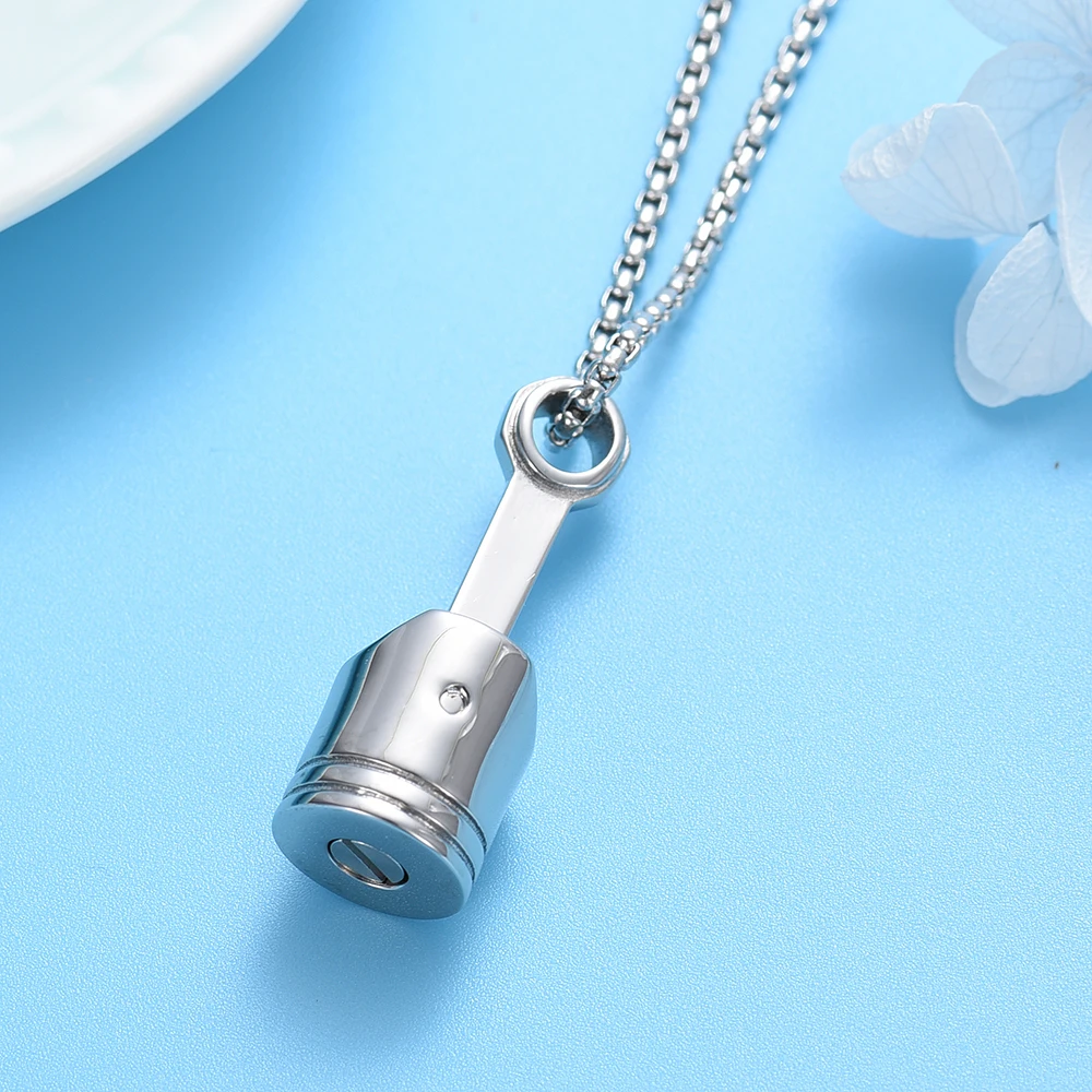 Car Parts Keepsake Pendant 316L stainless Steel Piston Cremation Urn Jewelry Hold Ashes For Women Men Memorial Necklace