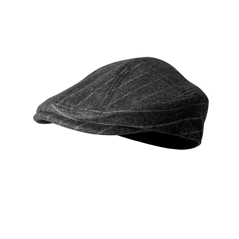 

2021 New Men Spring Autumn Winter Dark Gray Berets Stripes British Vintage Flat Caps Gatsby Male Driver Newsboy Hats BLM308