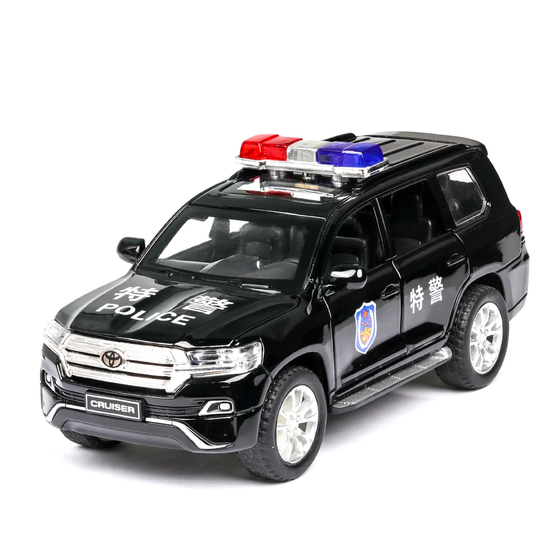 Wysokiej Simitation 1:32 dla TOYOTA LAND CRUISER PRADO policja pożarna ze stopu metalowy model samochodu zabawki z wycofać dla dzieci prezenty urodzinowe