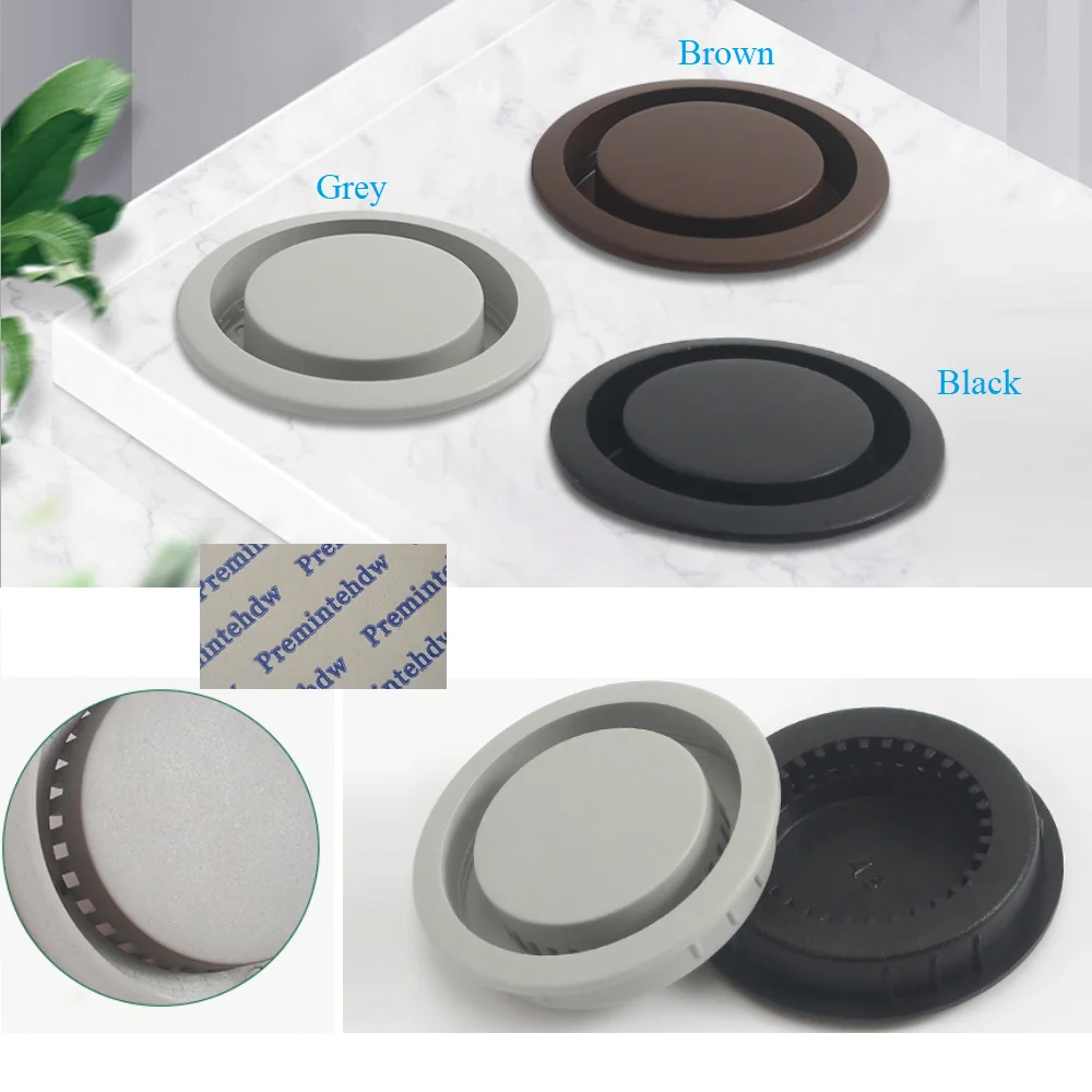 20Pcs Round ABS Plastic Air Vent Ventilation Furniture Cabinet Closet Invisible Grille Brown Black Grey