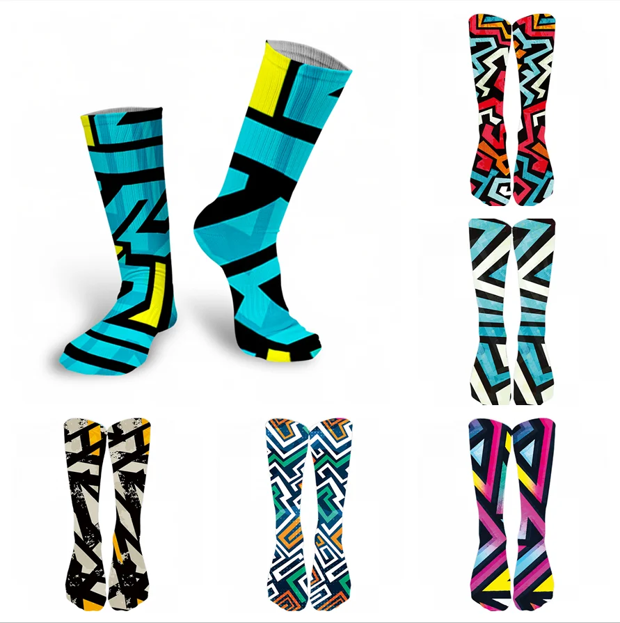 3D Cool Doodle Printing Socks  Fashion Trend Hip Hop Thigh High Socks Colorful Happy Funny Harajuku Cotton Warm Long Socks