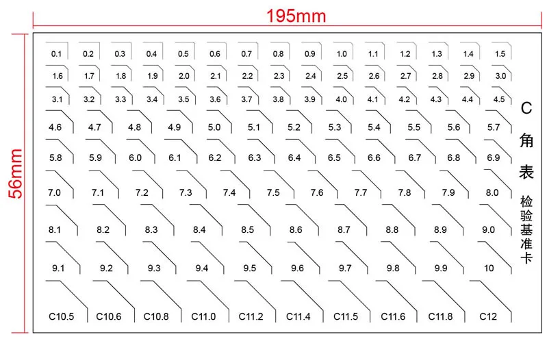65x100mm Padrão Point Gauge Film Régua Linha Largura Diâmetro Área Comparação Cartão Micrômetro para Detecção de Defeito