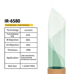 VLT65% IRR80% heat insulation uv protection Ultra Clear Nano Ceramic car tinted window film solar car home window tint roll