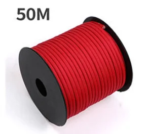 50 m, 1 Rolle, 4 mm, 7 Ständerkerne, Paracord für Überleben, Fallschirmschnur, Lanyard, Camping, Klettern, Campingseil, Wandern, Wäscheleine