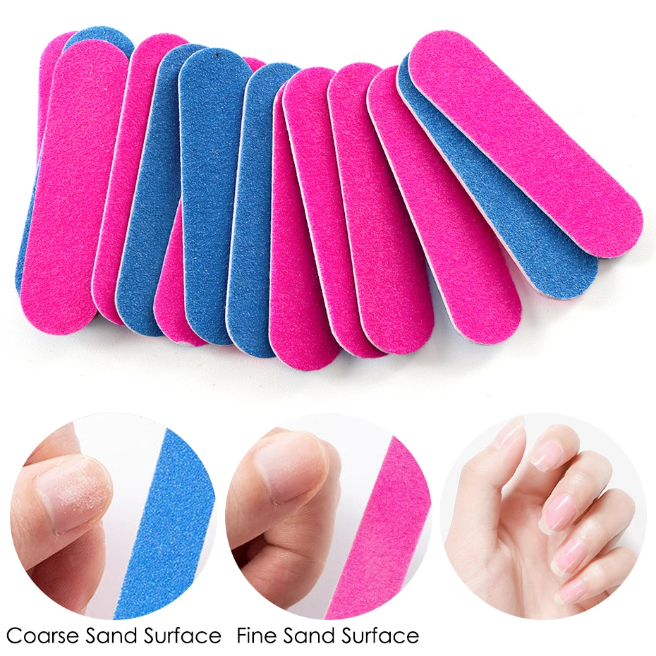 100/10pcs Mini Disposable Nail Files 180/240 Grit Sanding Block Professional Nail Buffer Sandpaper Manicure Polishing Tool #858