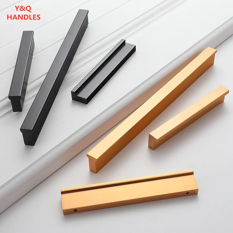 Handles Drawer Cabinet Furniture Kitchen Handles for Wardrobe Doors and Windows Black Golden Long Modern Simplicity Hardware