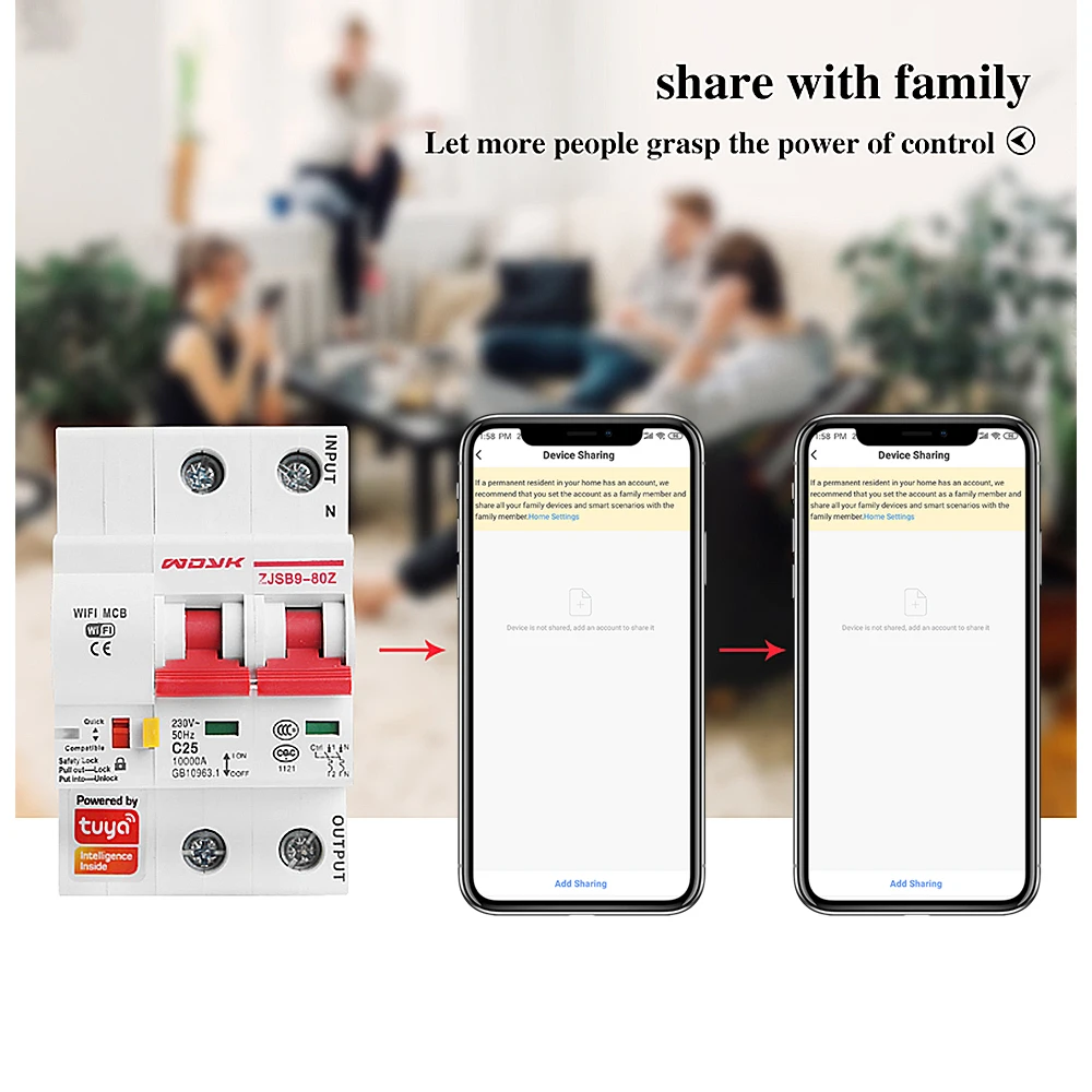 Smart Life(tuya) app 2p WiFi Smart Circuit Breaker overload short circuit protection with  Alexa google home for Smart Home