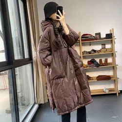 Winter New Duck Down Clothes Jacket Outdoor Camping Travel Trekking Parka Working Overalls Warm Hooded Women's Street Loose Coat