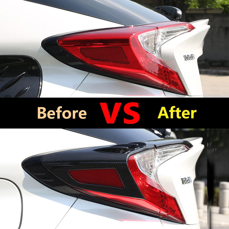 Car Rear Light Lamp Cover Trim Tail Light Cover Frame Protector Sticker For Toyota C-HR CHR 2016 2017 2018 2019 Accessories