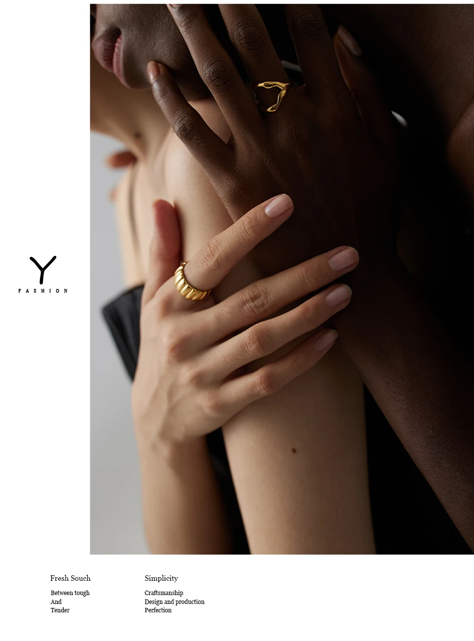 Yhpup 316L Edelstahl Ring Neues Design Metallic 18K PVD plattierter Schmuck Trendiger Öffnungsring биМ Р Mohamedрия Mohamed Geschenk – Detail 2