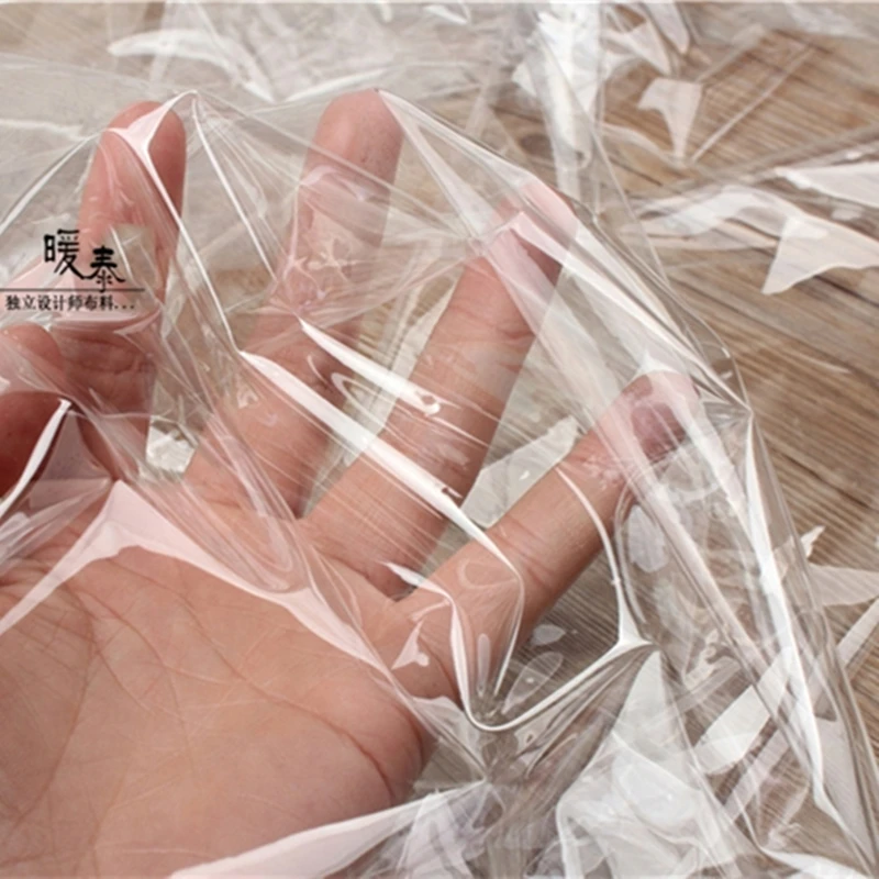 0.1mm Transparent TPU Fabric Ultrathin Waterproof DIY Crystal Bag Decor Plastic Raincoat Coat Clothes Designer Fabric