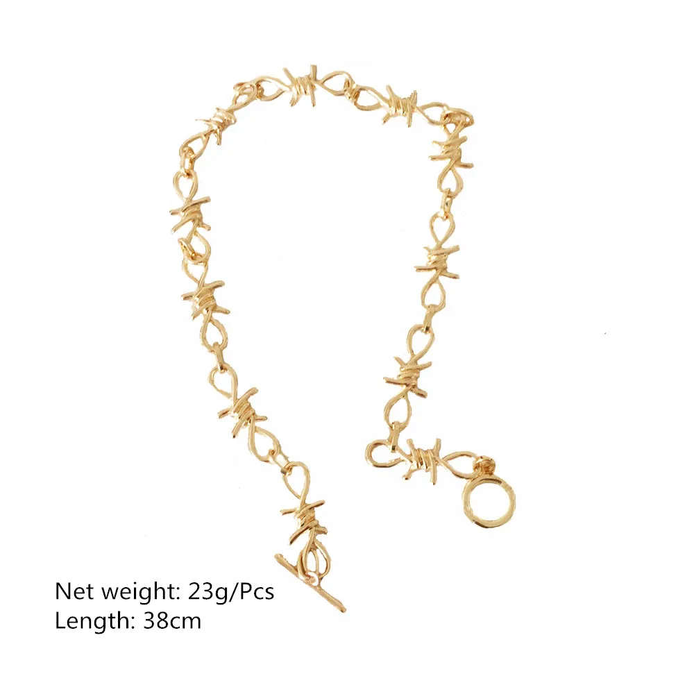 New Trendy Gold Color Plating Chunky Gothic Special Barb Wire Buckle Necklace For Women Girl Chunky Chic Punk Jewelry Accessory