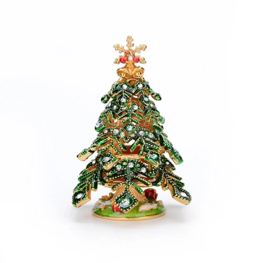 QIFU Small Christmas Tree Decorative Jewelry Trinket Box for home deocr