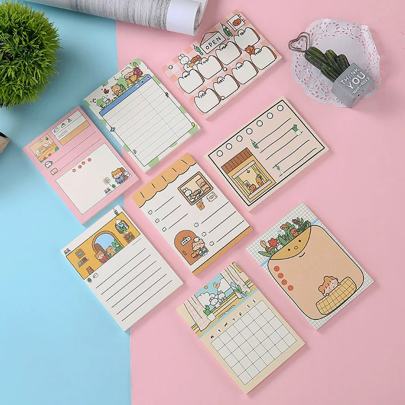 SIXONE 50 Sheets Cartoon Girl Memo Pad Korea Student Diary Stationery Plan paper Kawaii notebook office & school supplies