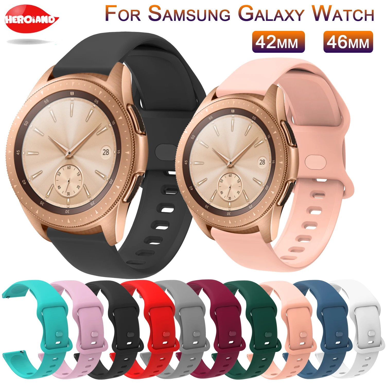 

20mm/22mm band for Samsung Galaxy watch 3 41/46/42mm/Active 2/Gear s3 Frontier silicone bracelet Huawei watch GT/2/2E/Pro strap