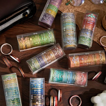 Juego de cintas Washi de 20 piezas, cinta adhesiva decorativa de lámina dorada, cintas para álbum de recortes, decoración de diario, cinta adhesiva de papelería Kawaii