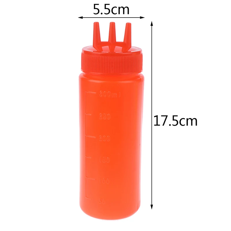 Hot Sale 1PCS 3 Holes Squeeze Bottle Sauce Vinegar Oil Ketchup Gravy Cruet Condiment Dispenser