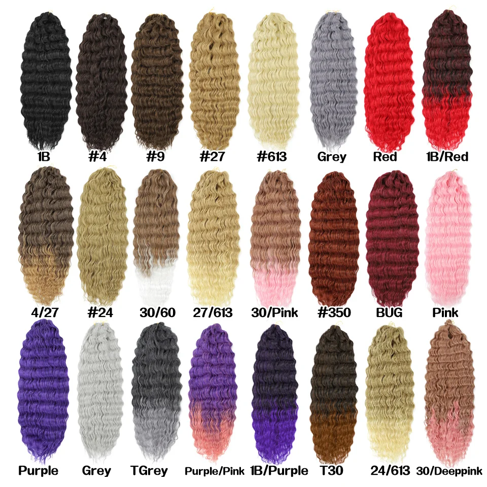 Deep Water Wave Twist Crochet Hair Crochet Braid Ombre Braiding Hair Extensions Synthetic Afro Curls For Women Low Tempreture