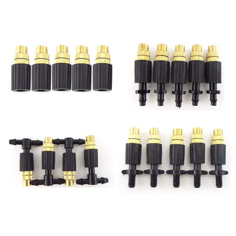 

10pcs Micro Drip Irrigation Misting Brass Nozzle 4/7mm hose Garden watering Spray Cooling Parts Copper Sprinkler with Connector