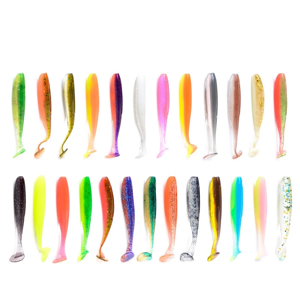 FISH KING 7.5/10cm Silicone Bait Worm T Tail Soft Fishing Lure 8-20pcs Jigging Shad Artificial Fishing Bait Bass Wobblers