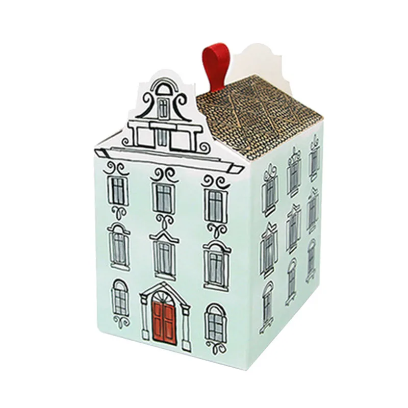 

Creative Small House Shape Wedding Candy Box for Gifts Packaging Sweets Biscuit Box European Style Nougat Baking Boxes Wholesale