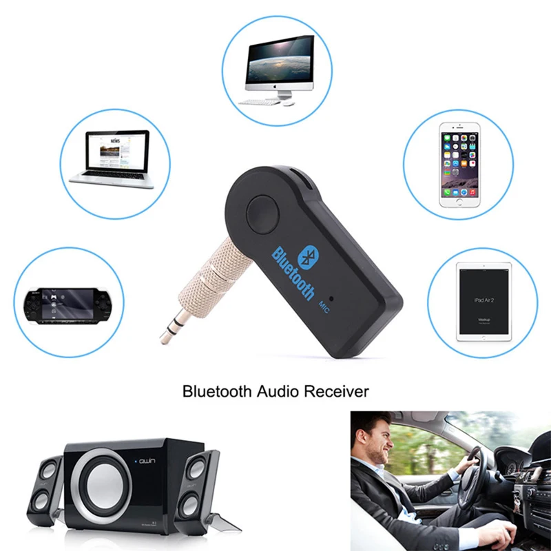 Adaptador receptor de coche Bluetooth inalámbrico 3,5 mmJack transmisor de Audio llamada de teléfono manos libres Auto AUX receptor de música para