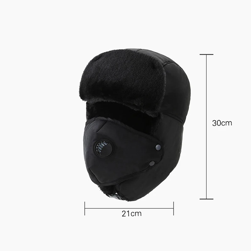 Winter Thick Russian Bomber Hat Earflap Breathable Detachable Mask Hats Women Men Cold Winter Warm Fur Headwear Ski Ushanka Caps