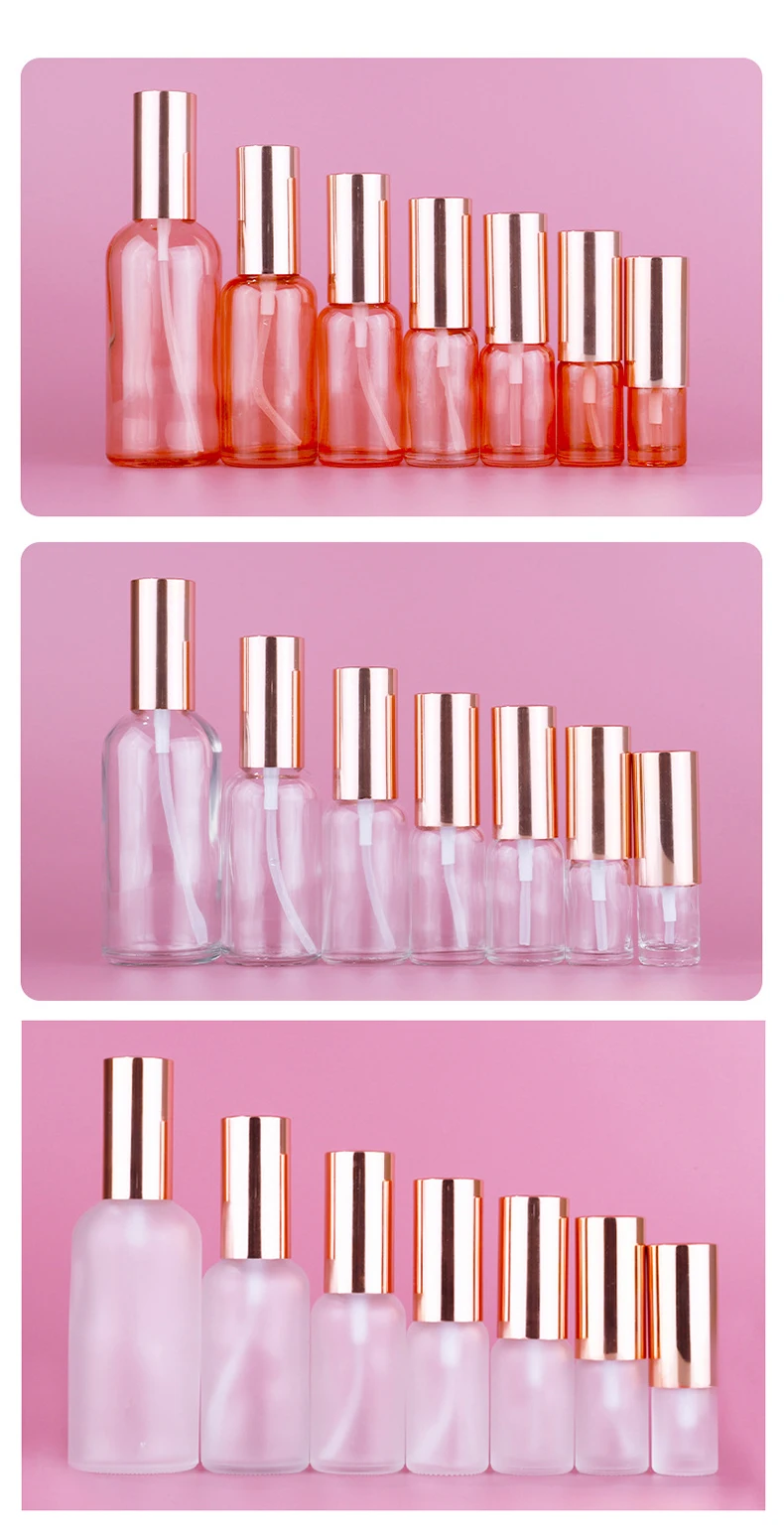 Tragbare Wasser Reise Spray Parfüm Flasche Glas Klar/Rosepink/Matt Sprayer Kosmetische Behälter Hautpflege Nachfüllbar – Detail 5