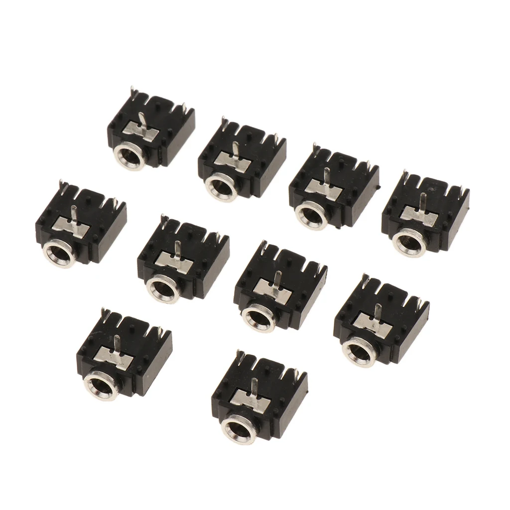 10pcs 3.5mm PCB Mount 3-Pin Terminals Female Audio Jack Socket Connector