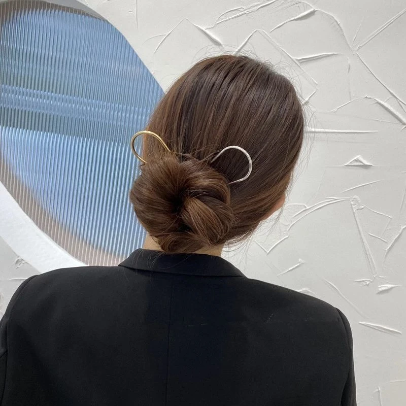 Yeni Metal saç topuz saç tokaları basit altın renk U şekli alaşım Updo saç çatal klipler kadın Styling araçları aksesuarları hediyeler