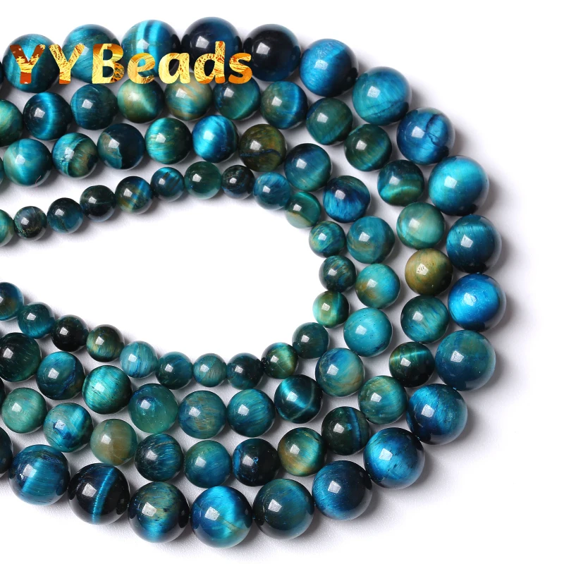 Natural Blue Tiger Eye Beads Stone Round Loose Craystal Beads For Jewelry Making DIY Bracelet Necklace Accessories 4 6 8 10 12mm