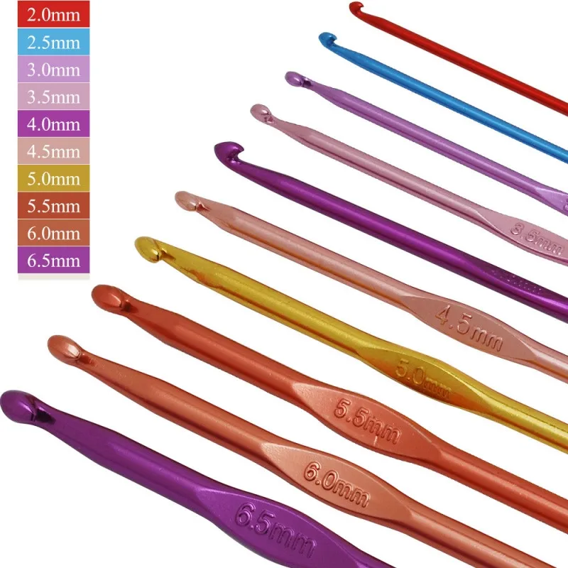 

22pcs Multi Coloured Aluminium Crochet Hooks Knitting Needles Set Weave Craft with Bag