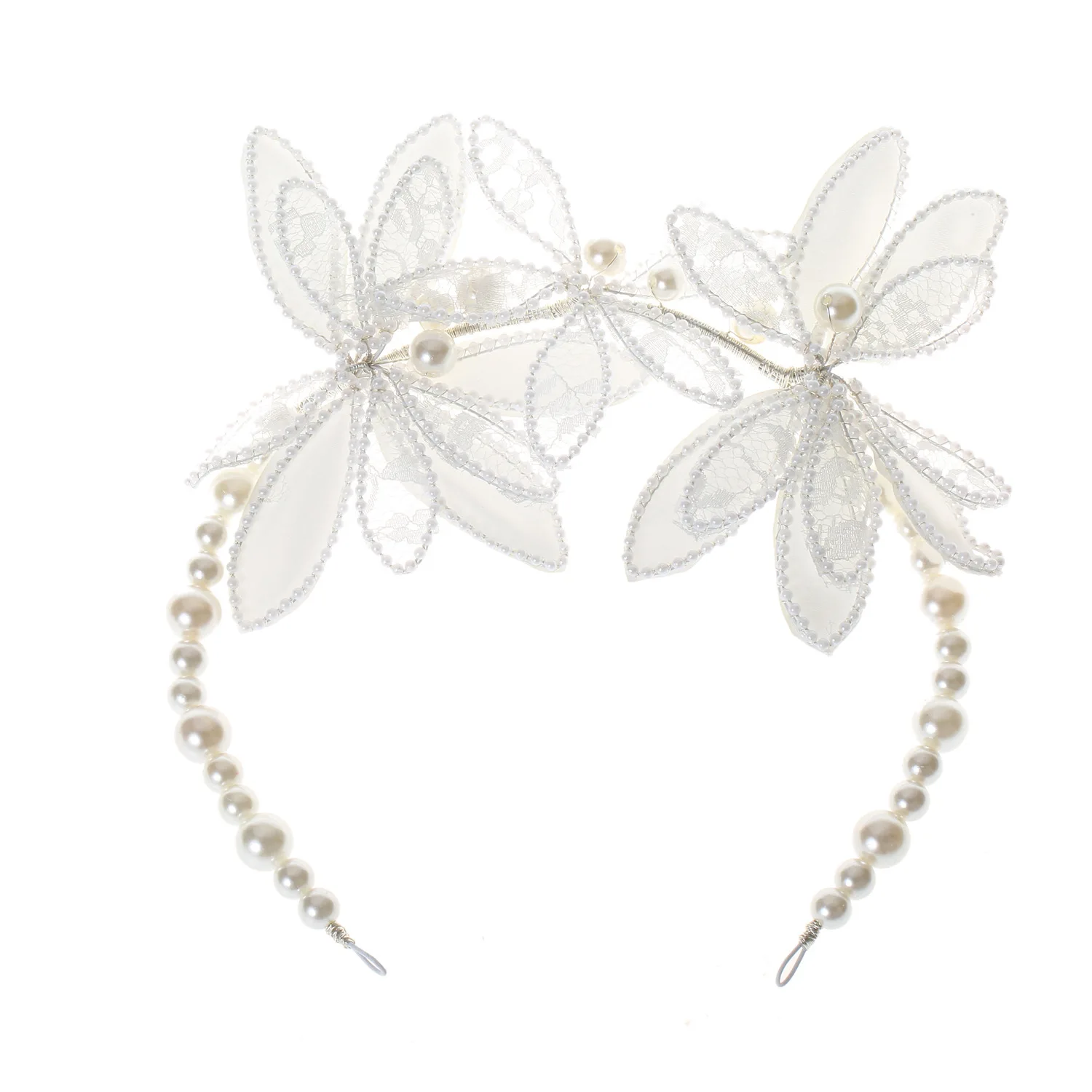 Pure White Piece Lace Flower Crystal Headband Bridal Wedding Styling Accessories
