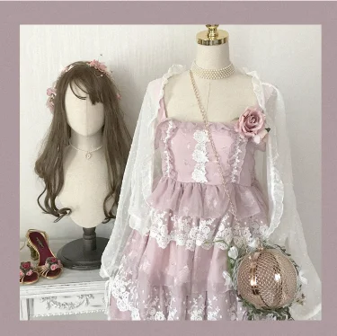 Prinzessin tee party kawaii mädchen gothic loli Rüschen cosplay jsk vintage nette spitze lolita cos hohe taille Retror jsk Lolita cos