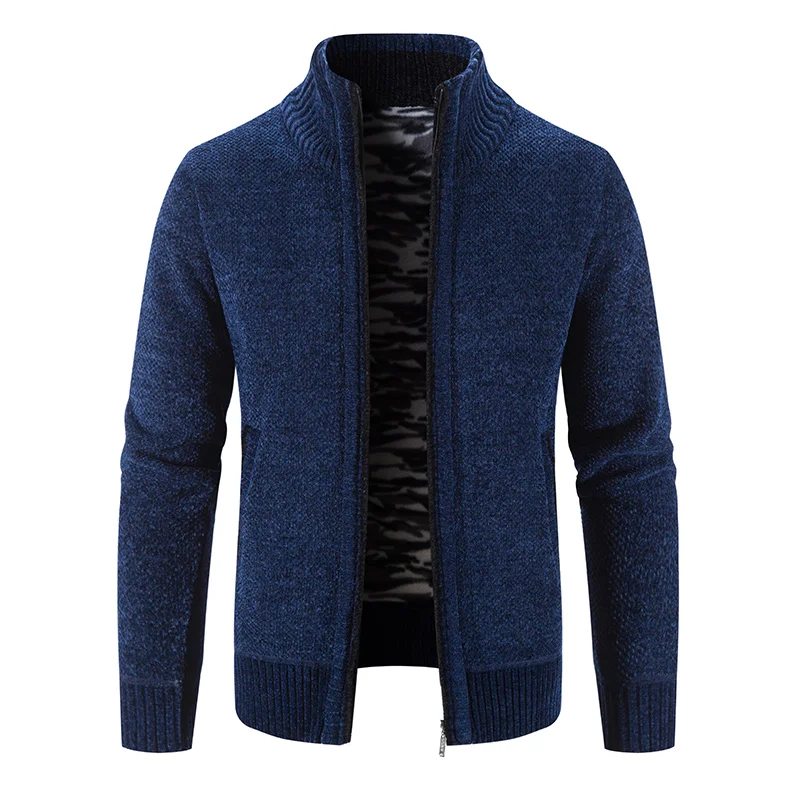 Sweater Cardigan Men Autumn/Winter Fleece Thick Warm  Loose Zip Up Coat Hombre Brown Navy Blue Jumper Male Y2K Jackets Blazers