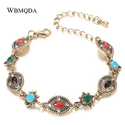 Wbmqda Boho Bracelet Gold Color Ethnic Style Vintage Wedding Jewelry Resin Bracelets for Women Drop Shipping Wholesale