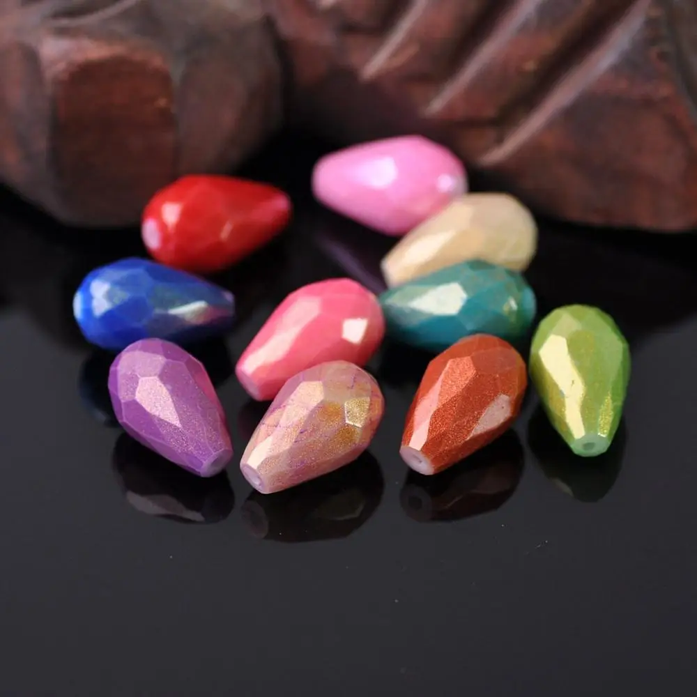 Foil Coated Teardrop Pear Shape Faceted Glass 12x8mm 15x10mm Loose Beads Wholesale for Jewelry Making DIY Crafts