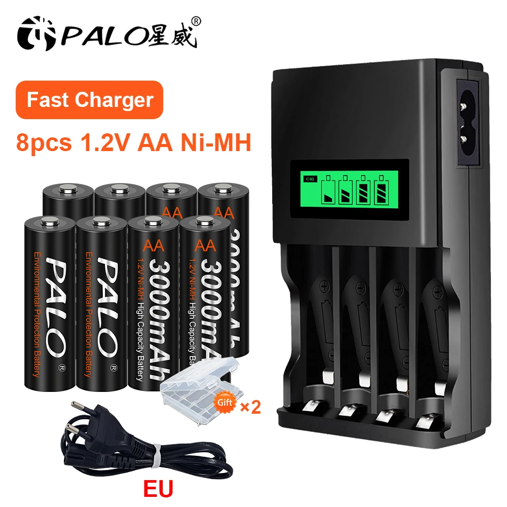 

PALO 100% Original 1.2v Ni-Mh AA Rechargeable Battery 3000mAh Rechargeable Battery AA for flashlight Shaver Alarm Doorbell