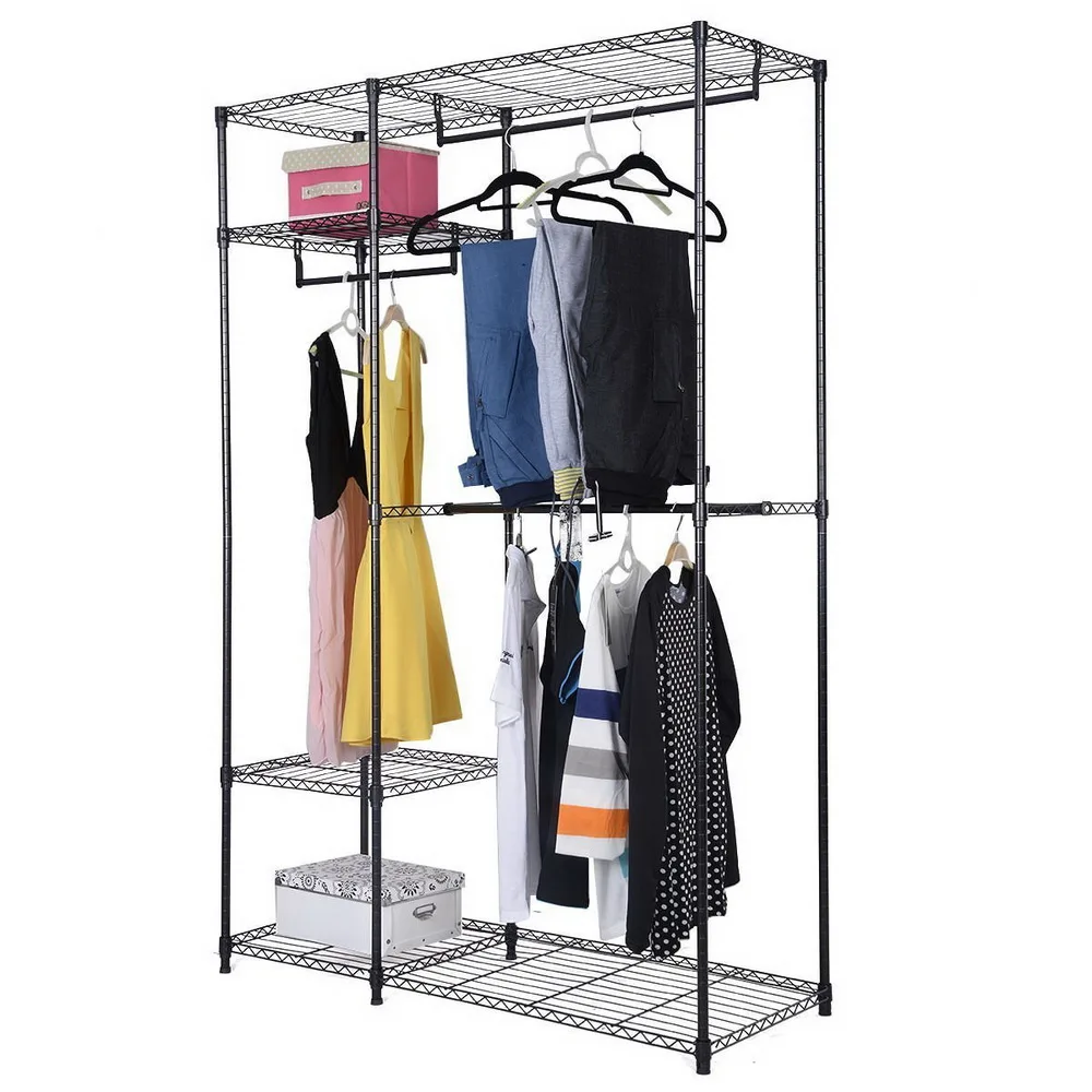 4 Tiers Clothing Storage Rack Black US Warehouse In Stock