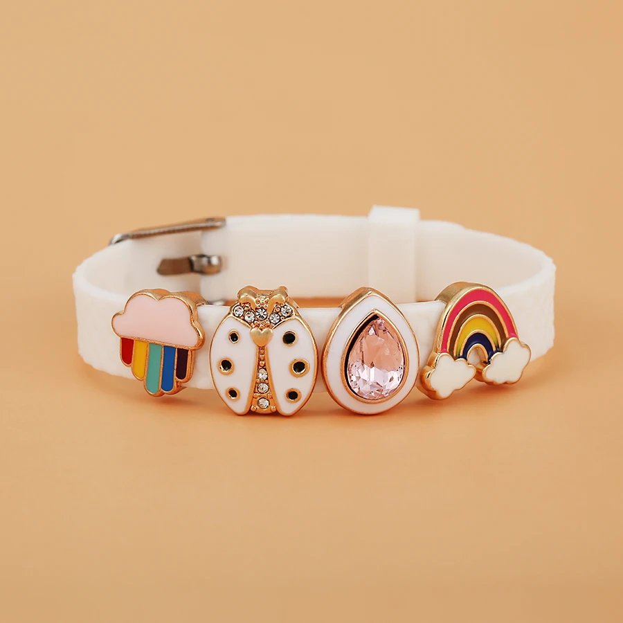 Dinglly 10mm Quality Elastic Silicone Belt Bracelets For Women Men Christmas Charm Adjustable Strap Bangle Boys Girls Kids Gifts