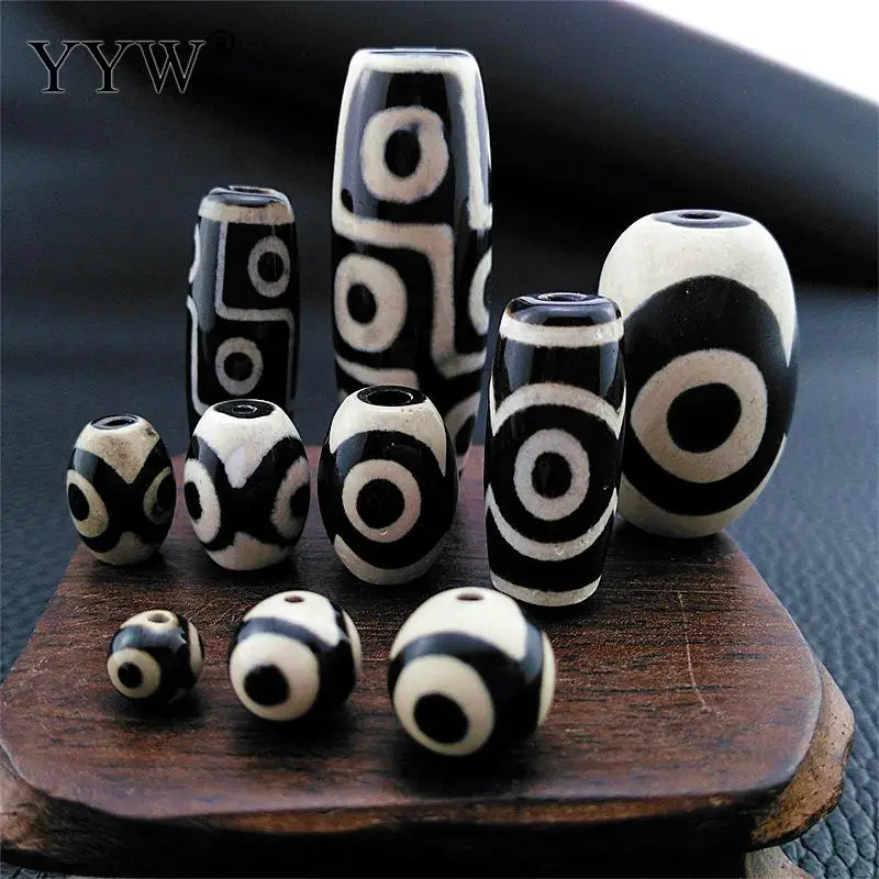 10pcs/Lot Black Agate Three-Eyed Nine-Eyed Dzi Abacus Three-Eyed Dzi Agate Diy Bracelet Separated Beads Loose Beads Accessories