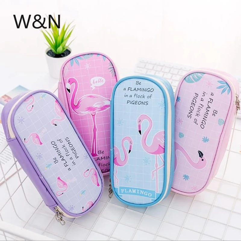 Flamingo Pencil Case School Pencil Cases for Girls School Supplies Stationery Cute Big Pencil Box Bag Pencilcase School Tool