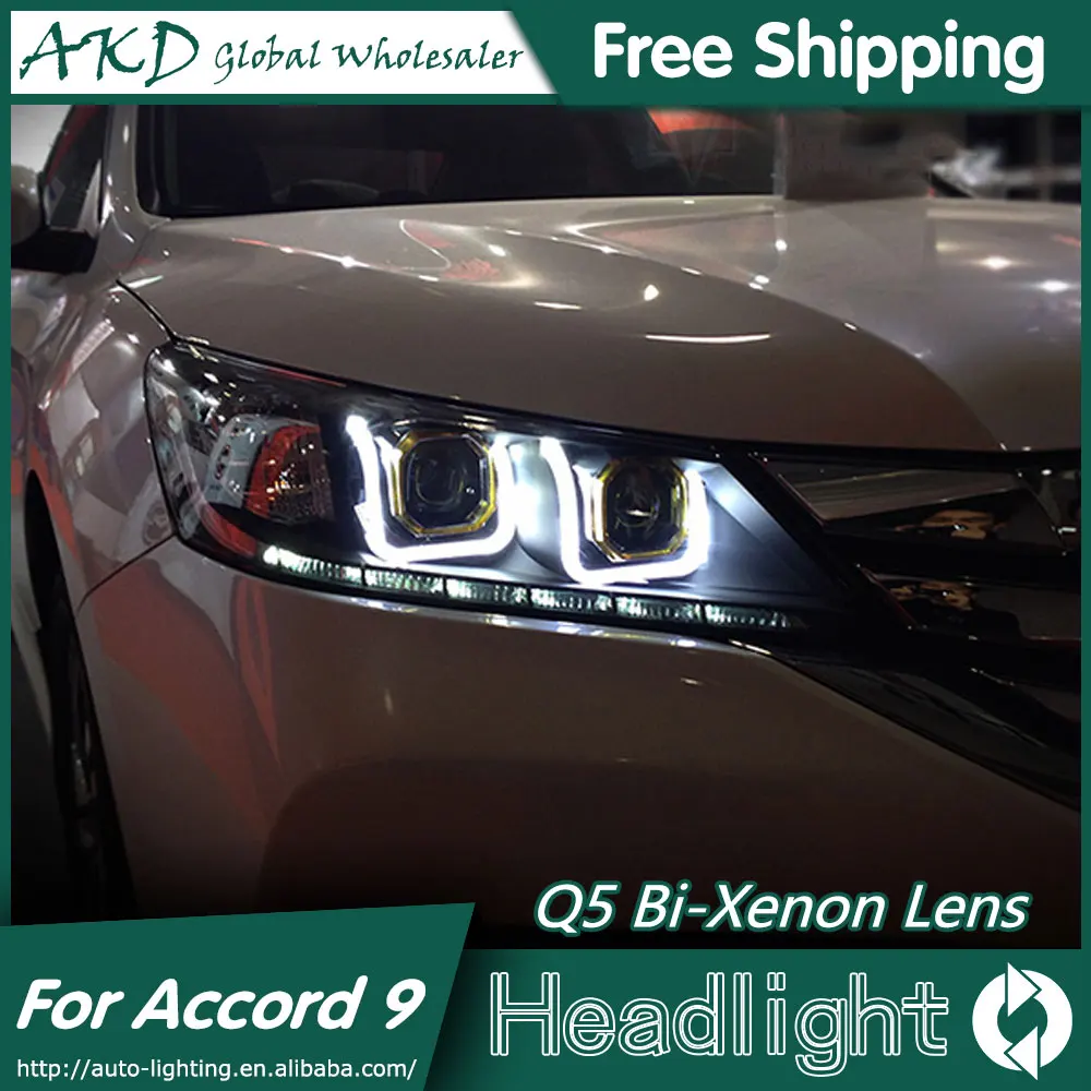 AKD Car Styling for Accord Headlights 2014-2015 LED Headlight LED DRL Bi Xenon Lens High Low Beam Parking New Accord 9