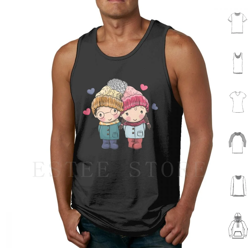 Winter Couple Tank Tops Vest Sleeveless Kiss Kissing Couple Relationship Boyfriend Girlfriend Valentines Day Marriage