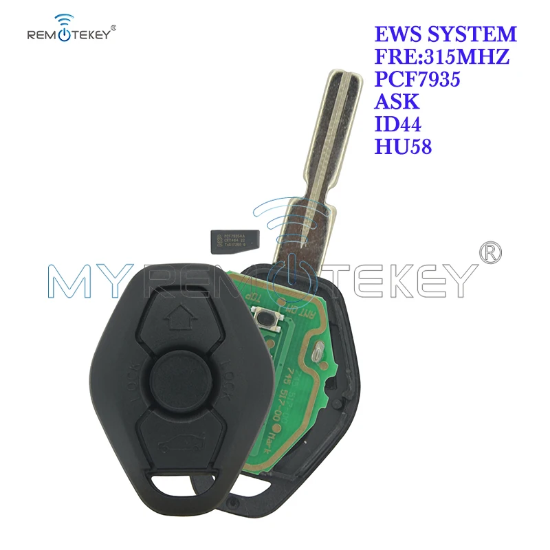 

Remtekey Remote Key For BMW Z3 Z4 325 325i EWS 2001 2002 2003 2004 Key With 315Mhz ID44 Chip HU58 Blade