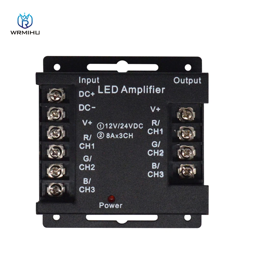 Ijzer Shell Led Rgb Versterker DC12-24V 8Ax3CH Uitgang Voor Rgb Kleurrijke Light Strip Power Repeater Console Controller